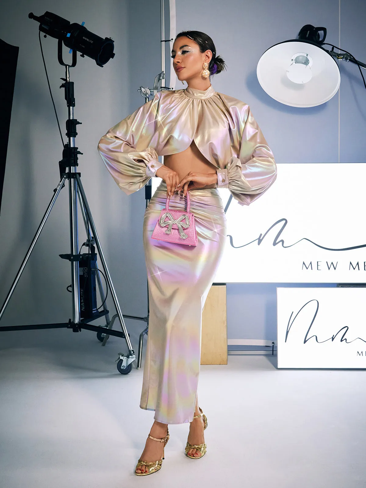 Aroha Long Sleeve Ruched Skirt Set sold by Mew Mews product image thumbnail 3