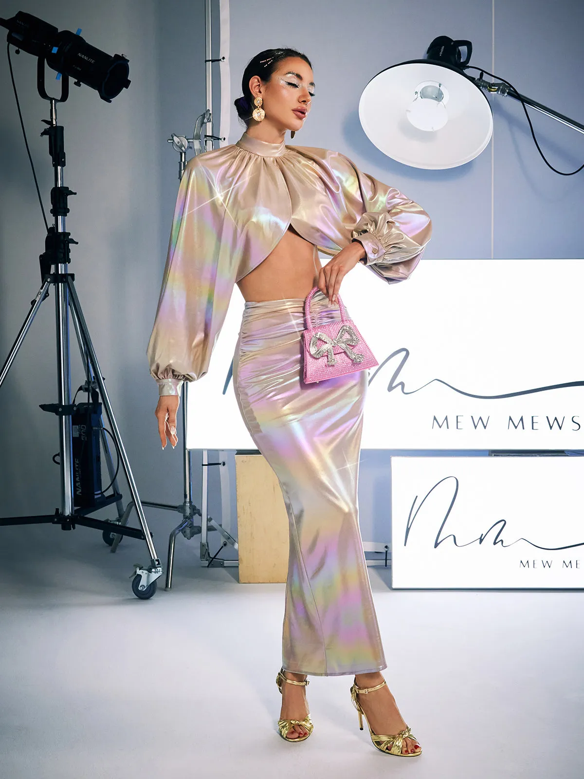 Aroha Long Sleeve Ruched Skirt Set sold by Mew Mews product image thumbnail 2