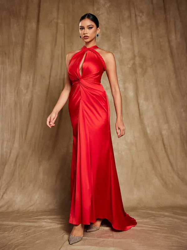 Samson Halterneck Satin Maxi Dress sold by Mew Mews