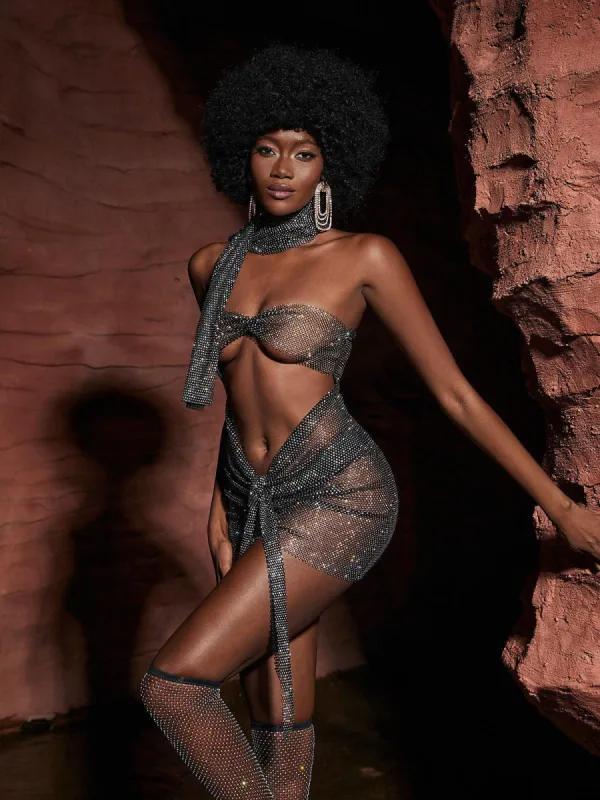 Delfina Cutout Chainmail Mini Dress sold by Mew Mews