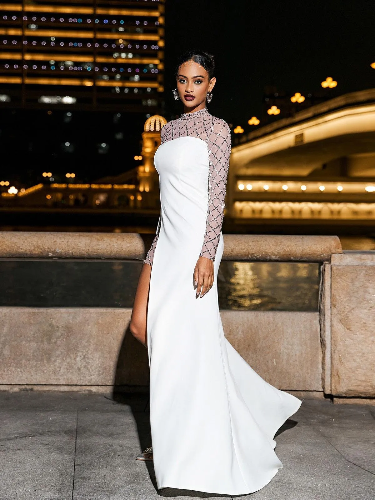 Foster Net Rhinestone Mesh Dress sold by Mew Mews product image thumbnail 4