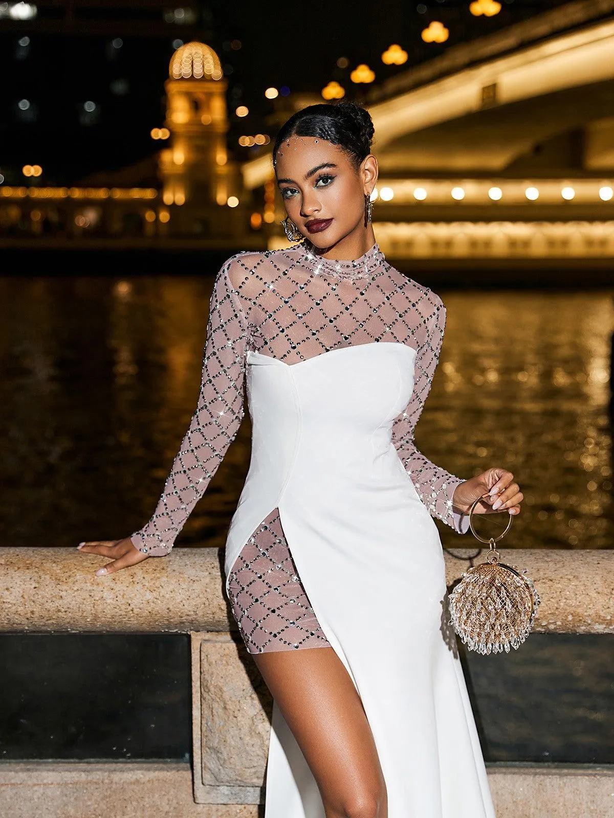 Foster Net Rhinestone Mesh Dress sold by Mew Mews product image thumbnail 3