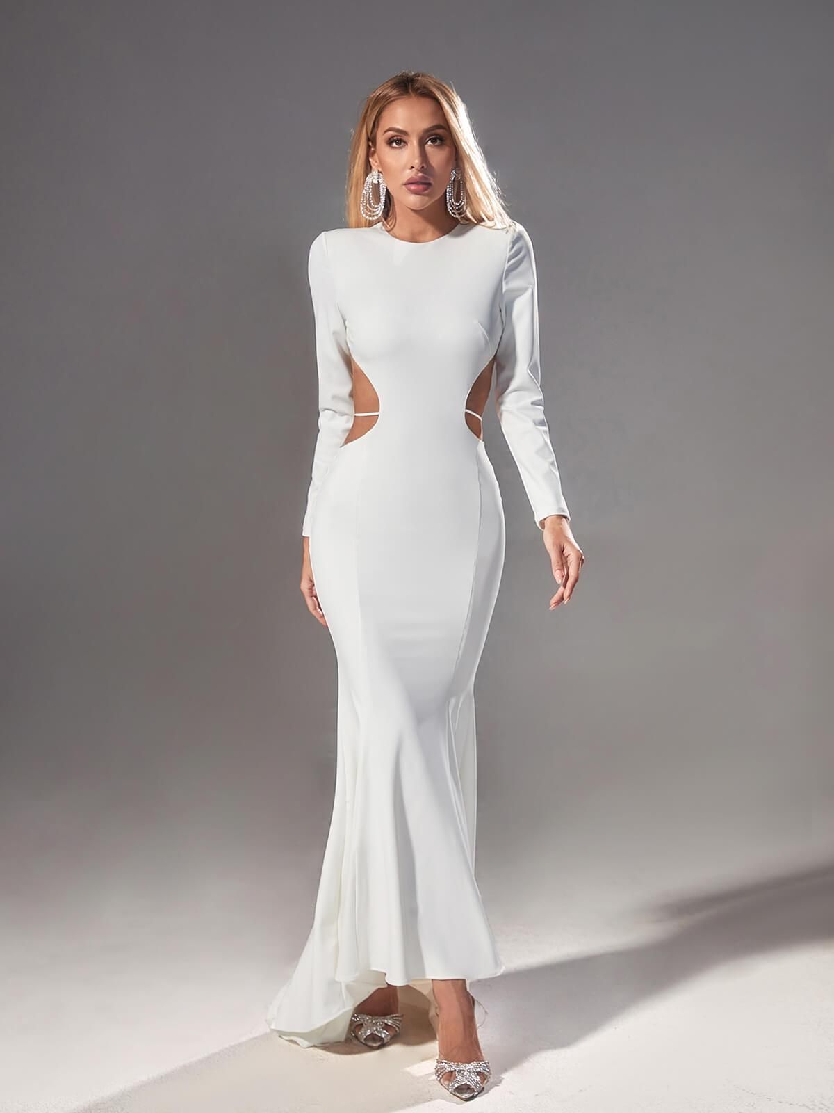 Elinor Backless Embellished Maxi Dress In White sold by Mew Mews product image thumbnail 4