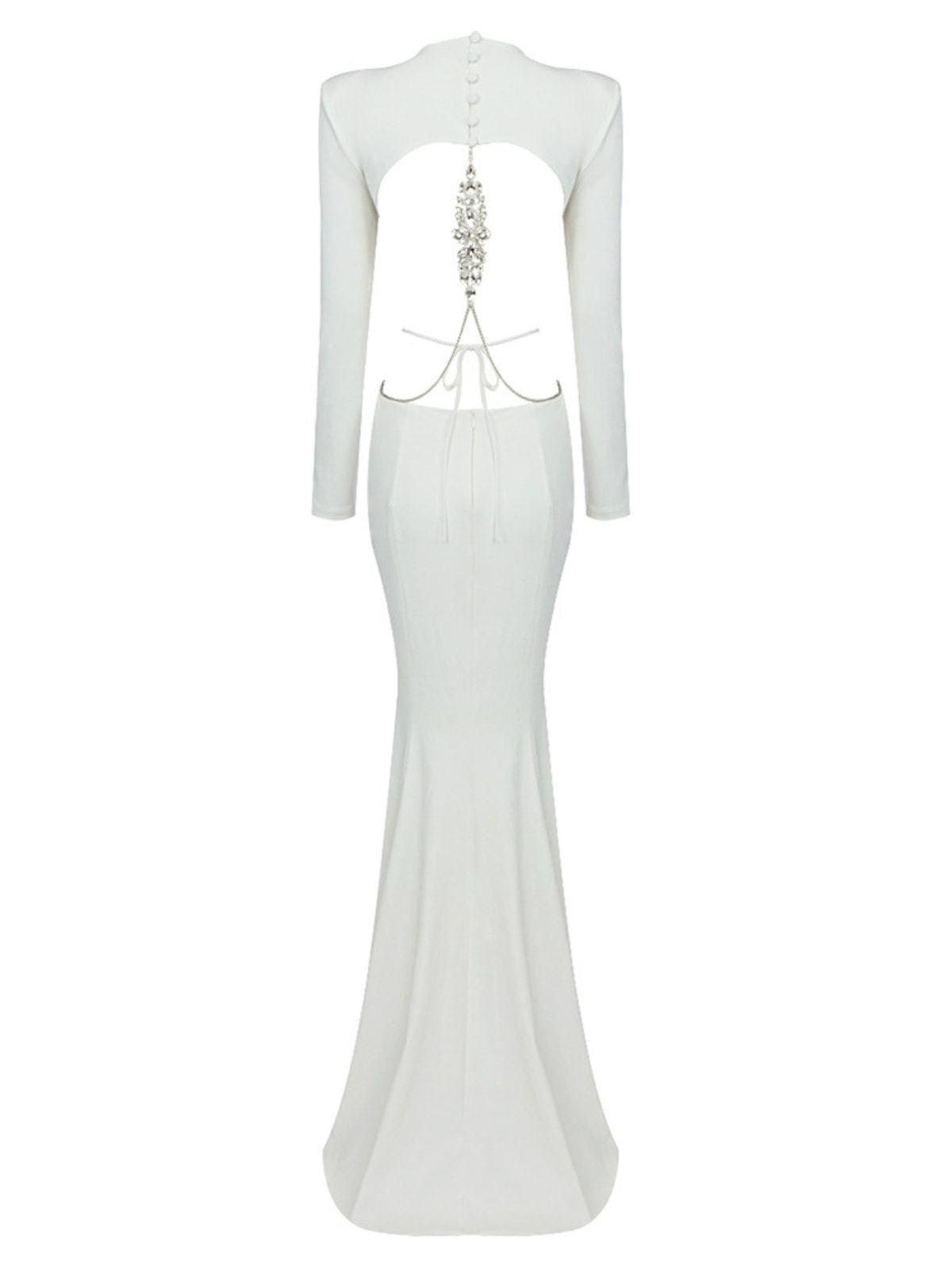 Elinor Backless Embellished Maxi Dress In White sold by Mew Mews product image thumbnail 9