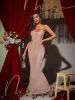 Emmanuelle Spaghetti Embellished Maxi Dress In Nude sold by Mew Mews