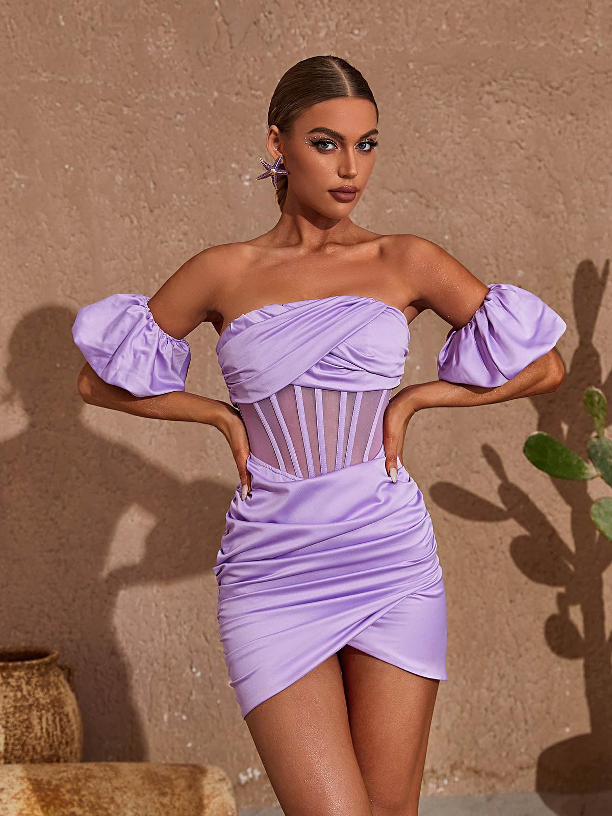 Natalie Strapless Satin Corset Mini Dress sold by Mew Mews product image thumbnail 2