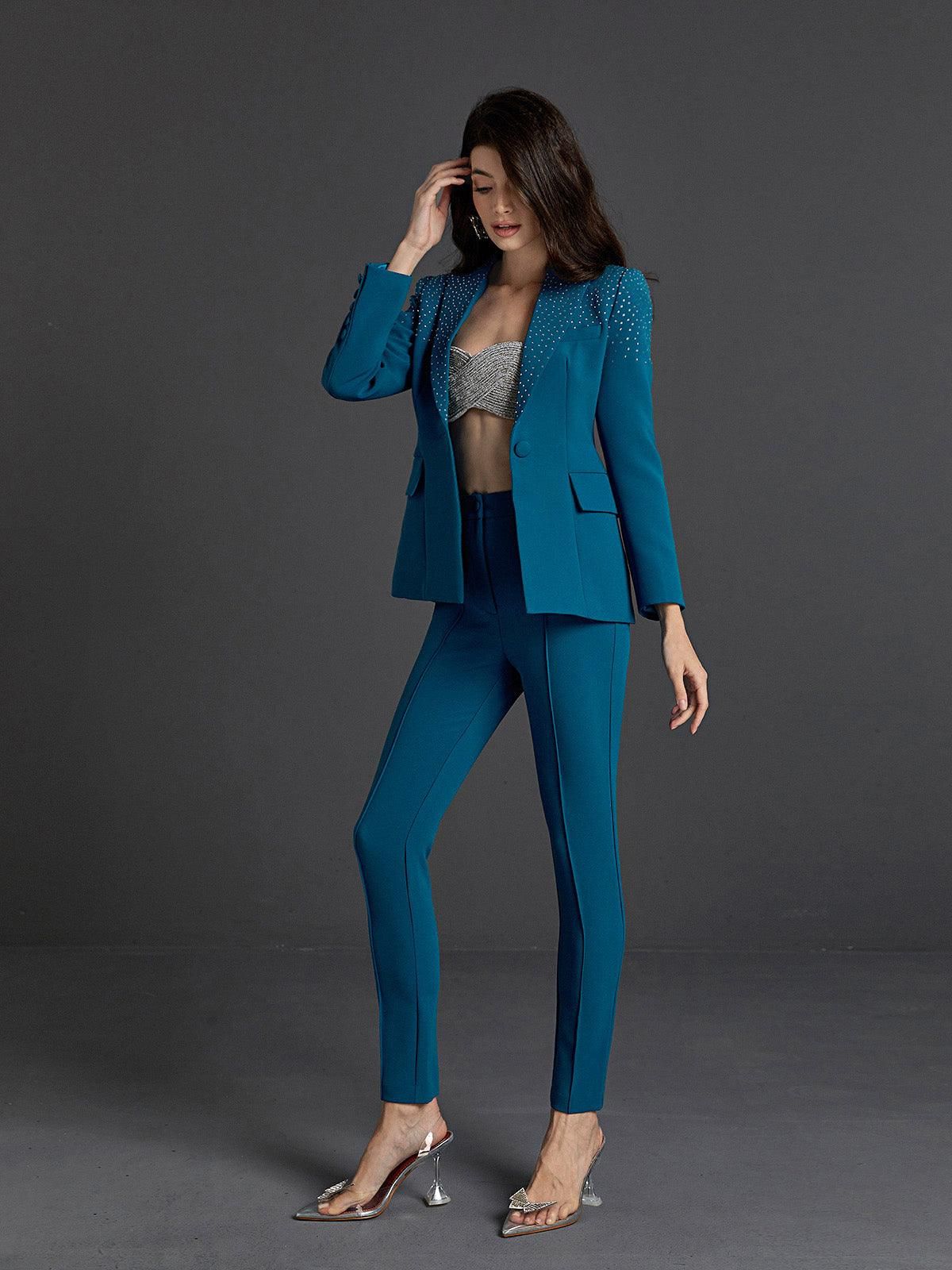 Ripley Rhinestone Blazer Set In Blue sold by Mew Mews product image thumbnail 4