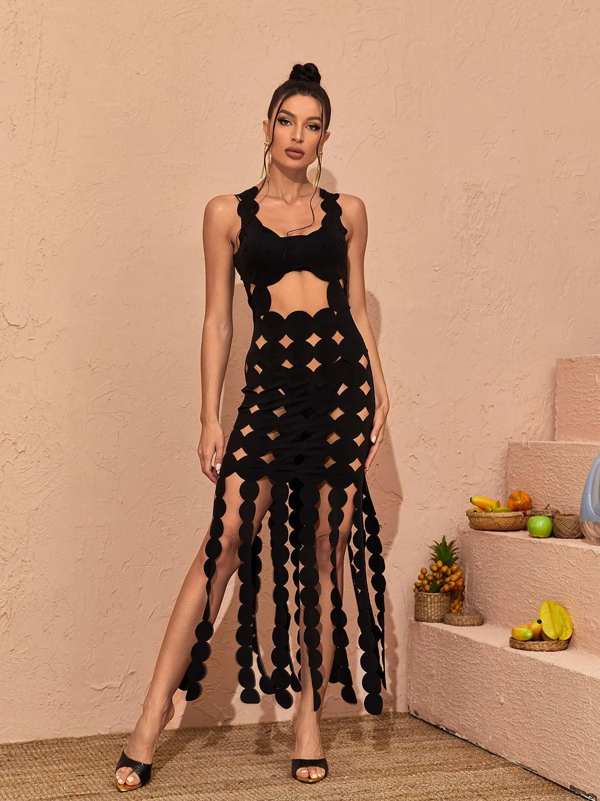 Nyx Circle Cutout Fringe Maxi Dress sold by Mew Mews product image thumbnail 5