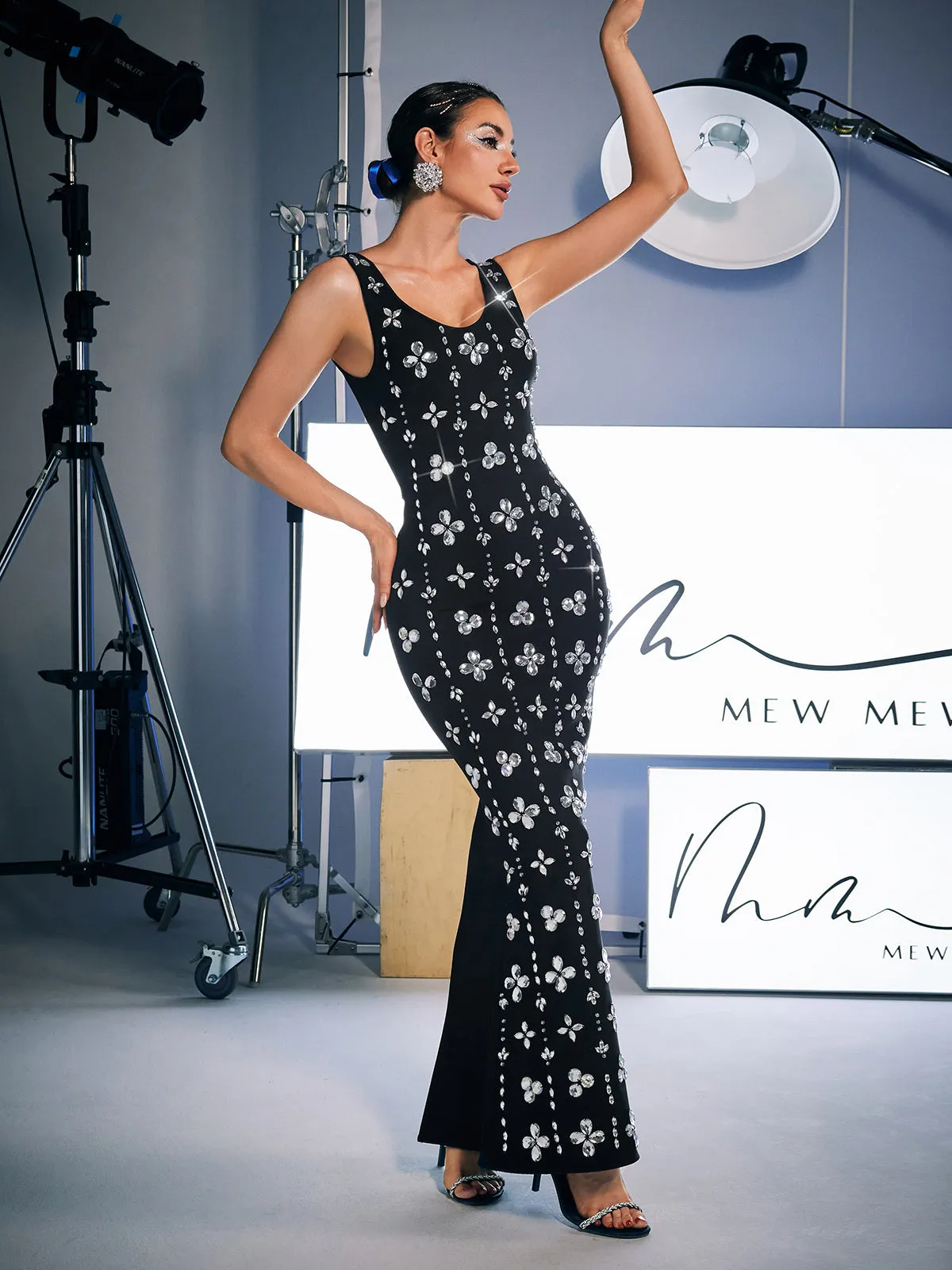 Ezrah Floral Rhinestone Bandage Dress sold by Mew Mews product image thumbnail 4
