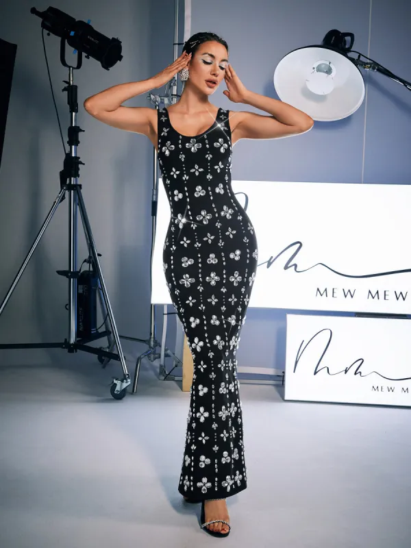 Ezrah Floral Rhinestone Bandage Dress sold by Mew Mews