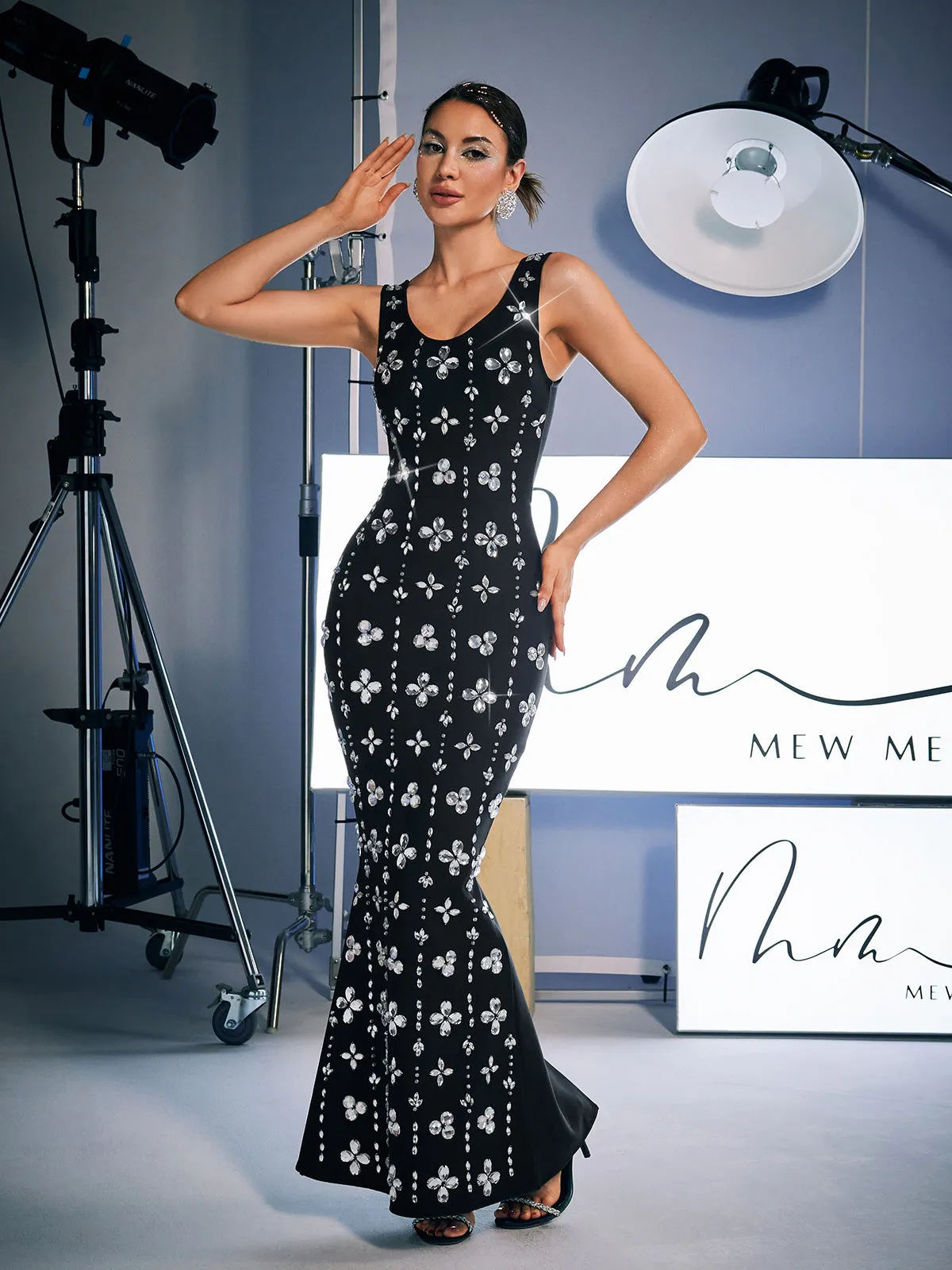 Ezrah Floral Rhinestone Bandage Dress sold by Mew Mews product image thumbnail 5