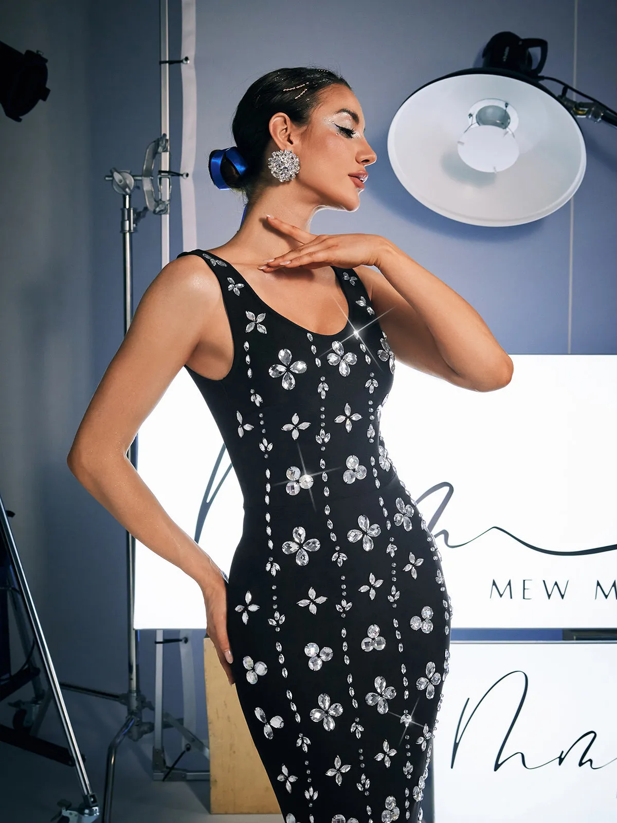 Ezrah Floral Rhinestone Bandage Dress sold by Mew Mews product image thumbnail 2