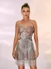 Halo Crystal Fringe Mini Dress sold by Mew Mews