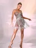 Halo Crystal Fringe Mini Dress sold by Mew Mews