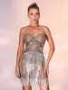 Halo Crystal Fringe Mini Dress sold by Mew Mews
