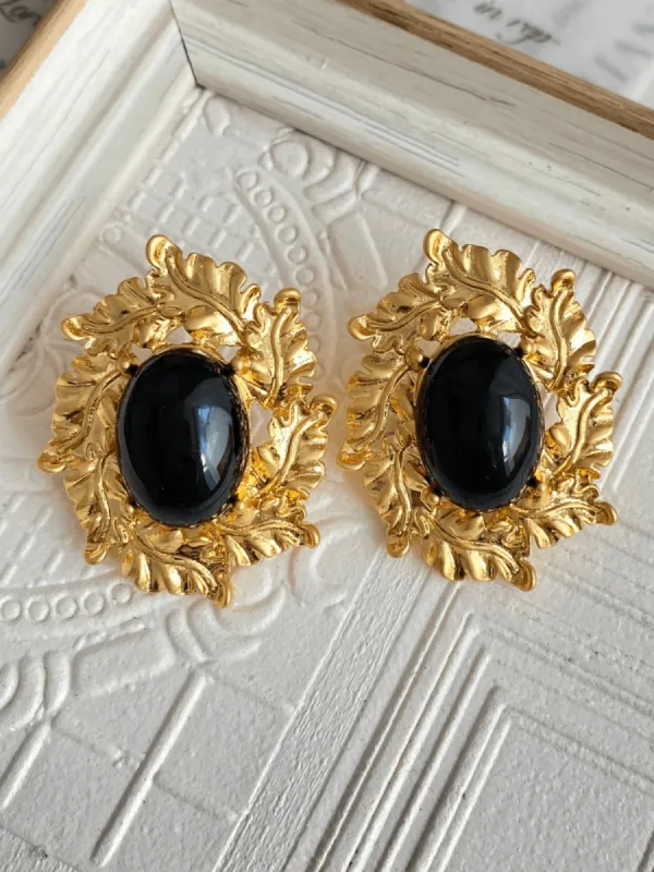 Visen Leaf Embellished Earrings sold by Mew Mews