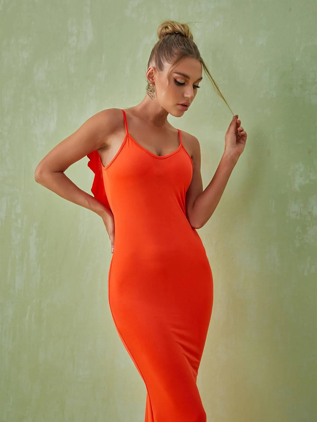 Marzia Backless Maxi Dress In Orange sold by Mew Mews product image thumbnail 5