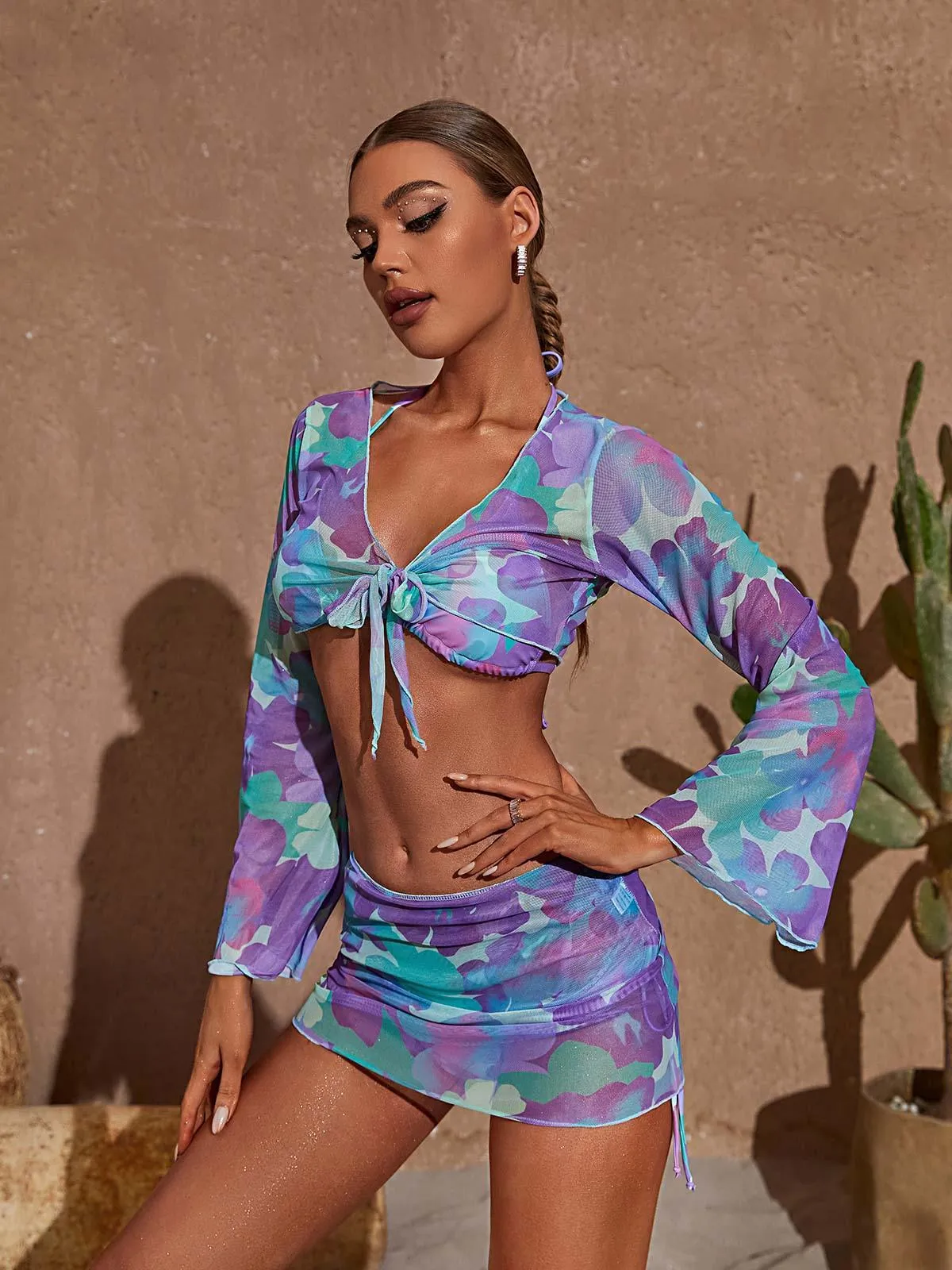 Leah Printed Bikini Four Piece Set sold by Mew Mews product image thumbnail 2