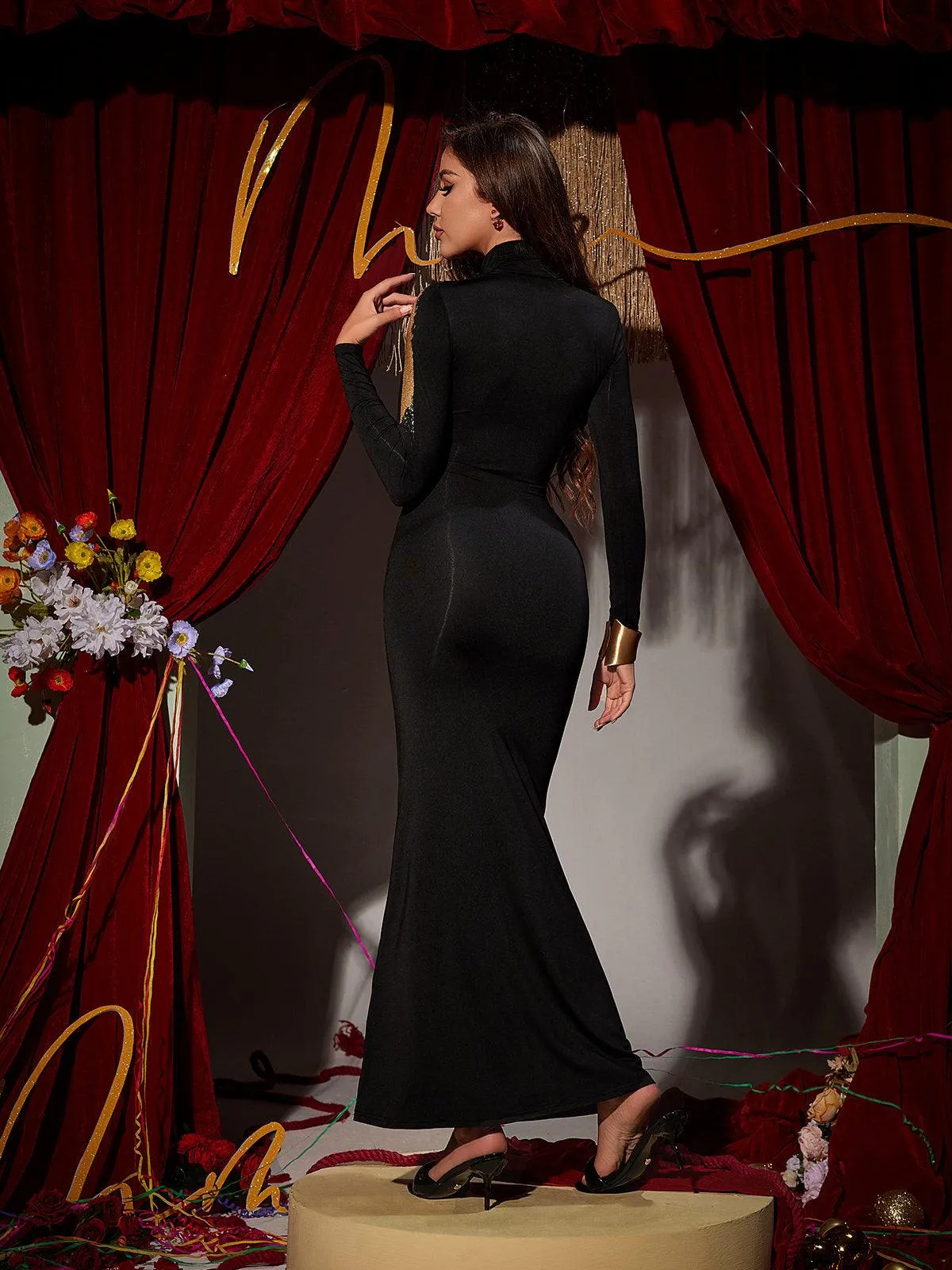 Lidal Long Sleeve Body Printed Maxi Dress sold by Mew Mews product image thumbnail 5