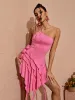 Aniya One Shoulder Flower Mini Dress In Pink sold by Mew Mews