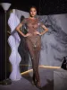 Kason Rhinestone Fringe Printed Mesh Maxi Dress sold by Mew Mews