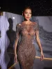 Kason Rhinestone Fringe Printed Mesh Maxi Dress sold by Mew Mews
