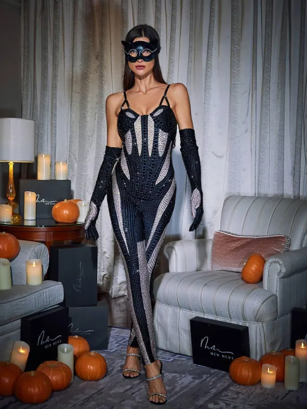 Amalia Diamante Jumpsuit In Black sold by Mew Mews