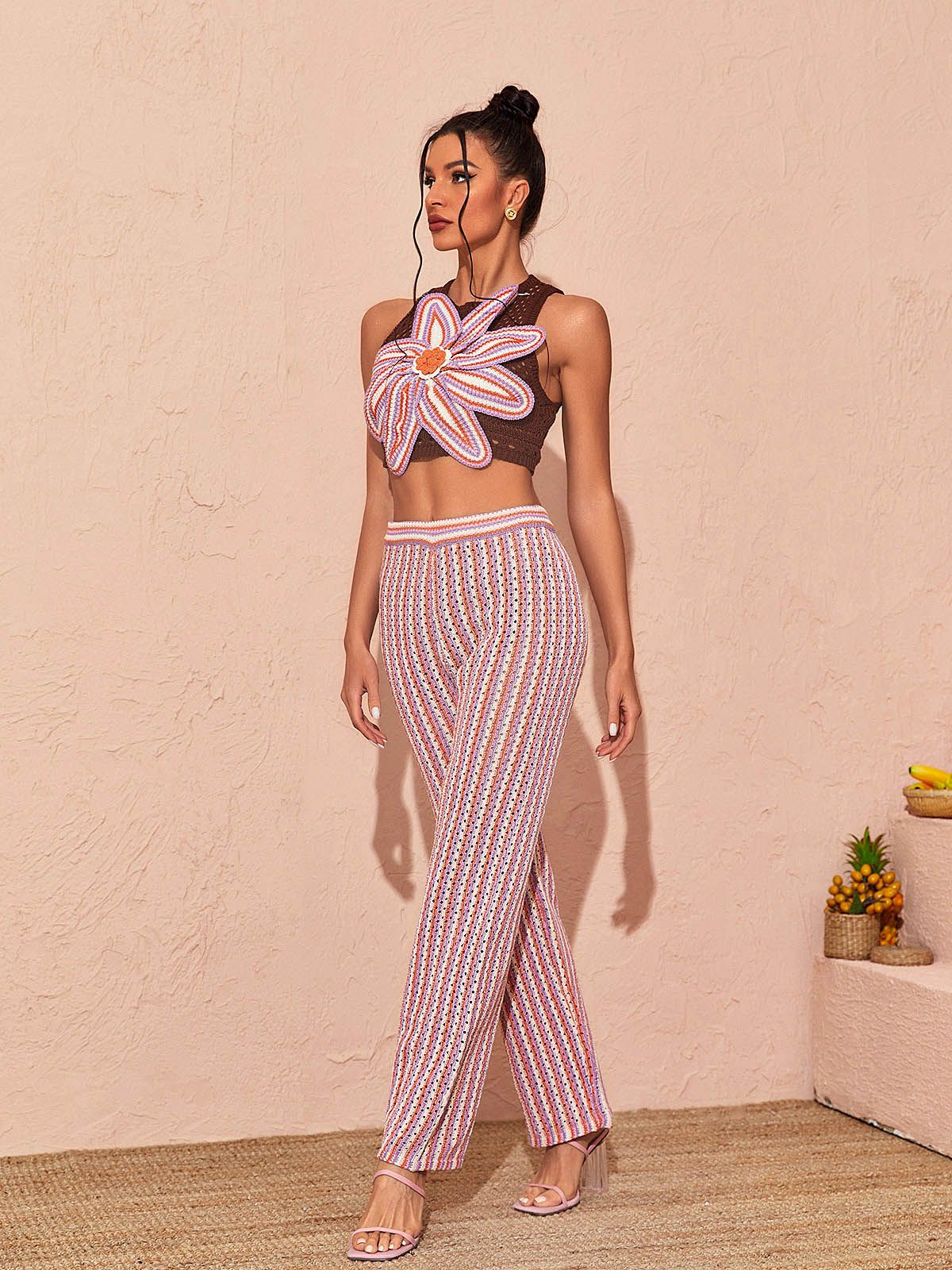Silas Floral Hollow Knitted Pants Set sold by Mew Mews product image thumbnail 5