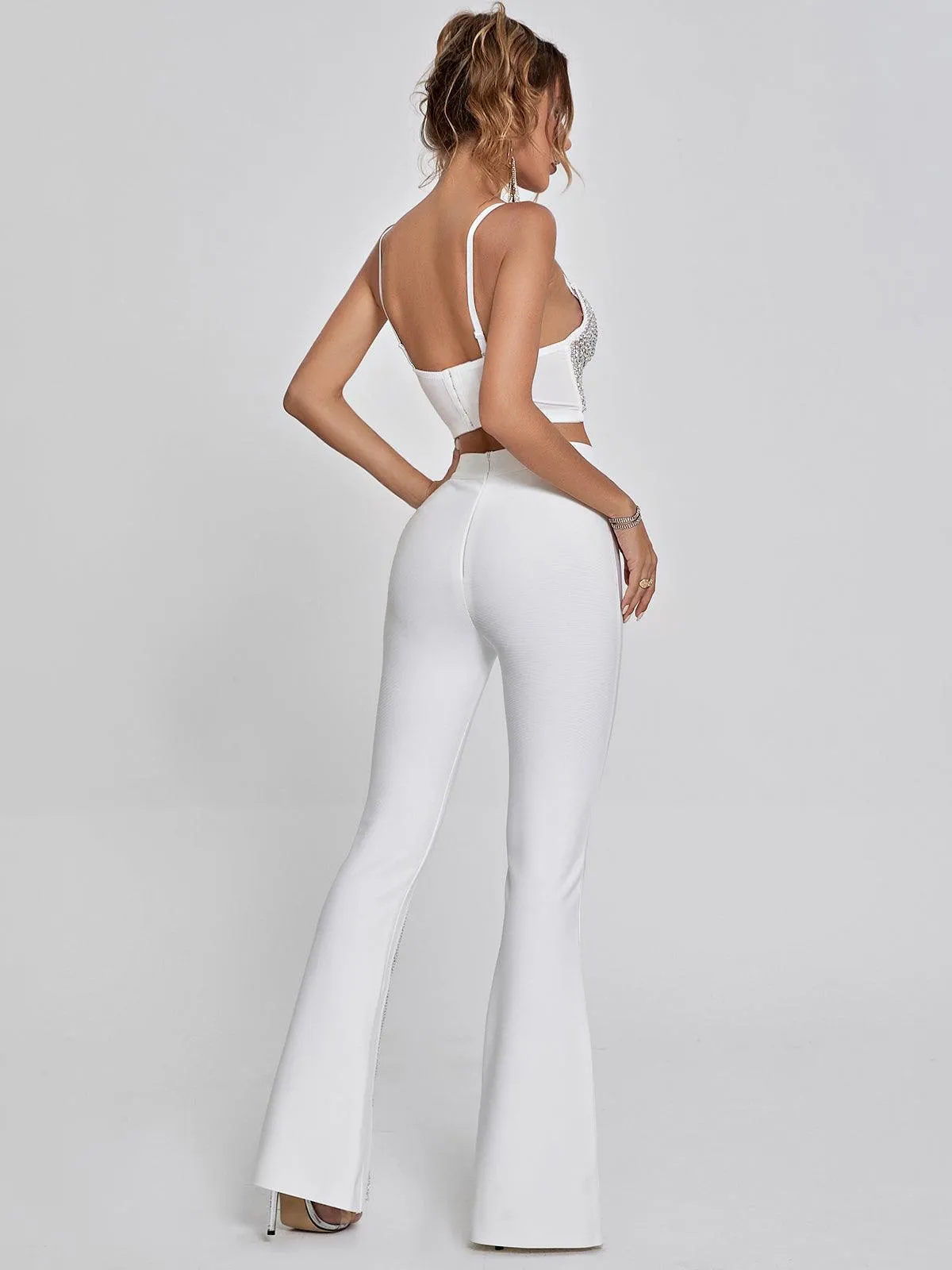 Della Mesh Diamond Bandage Pants In White sold by Mew Mews product image thumbnail 5