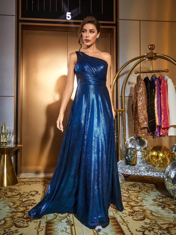 Emeline One Shoulder Satin Maxi Dress sold by Mew Mews