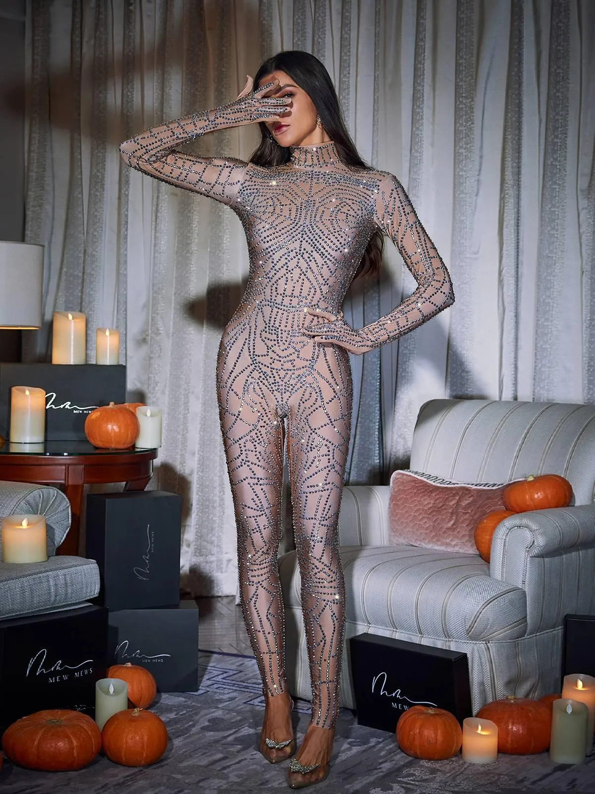 Chimera Cobweb Rhinestone Jumpsuit sold by Mew Mews product image thumbnail 3