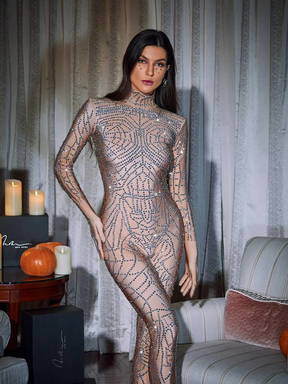 Chimera Cobweb Rhinestone Jumpsuit sold by Mew Mews product image thumbnail 5