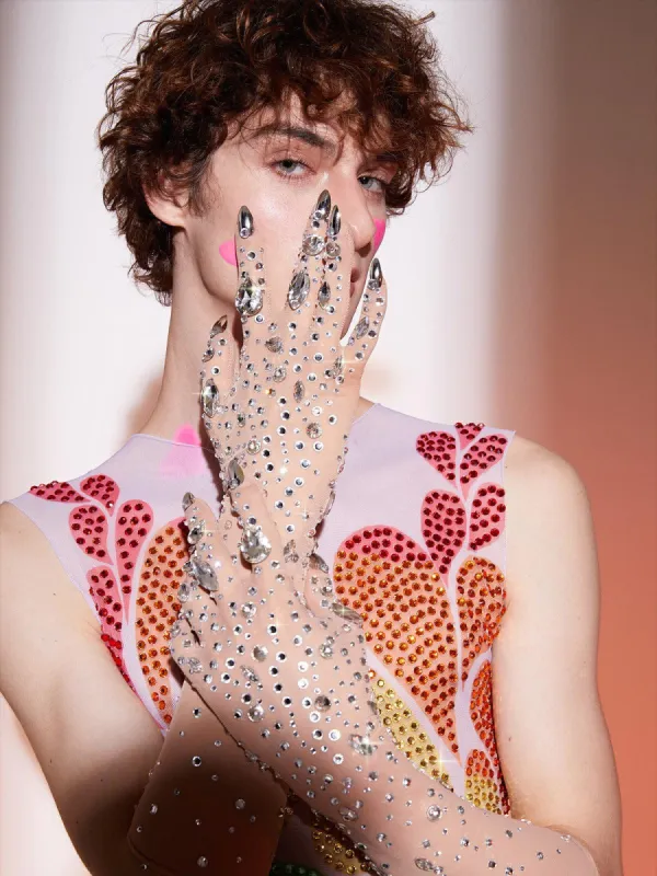 Kiddada Rhinestone Mesh Gloves sold by Mew Mews