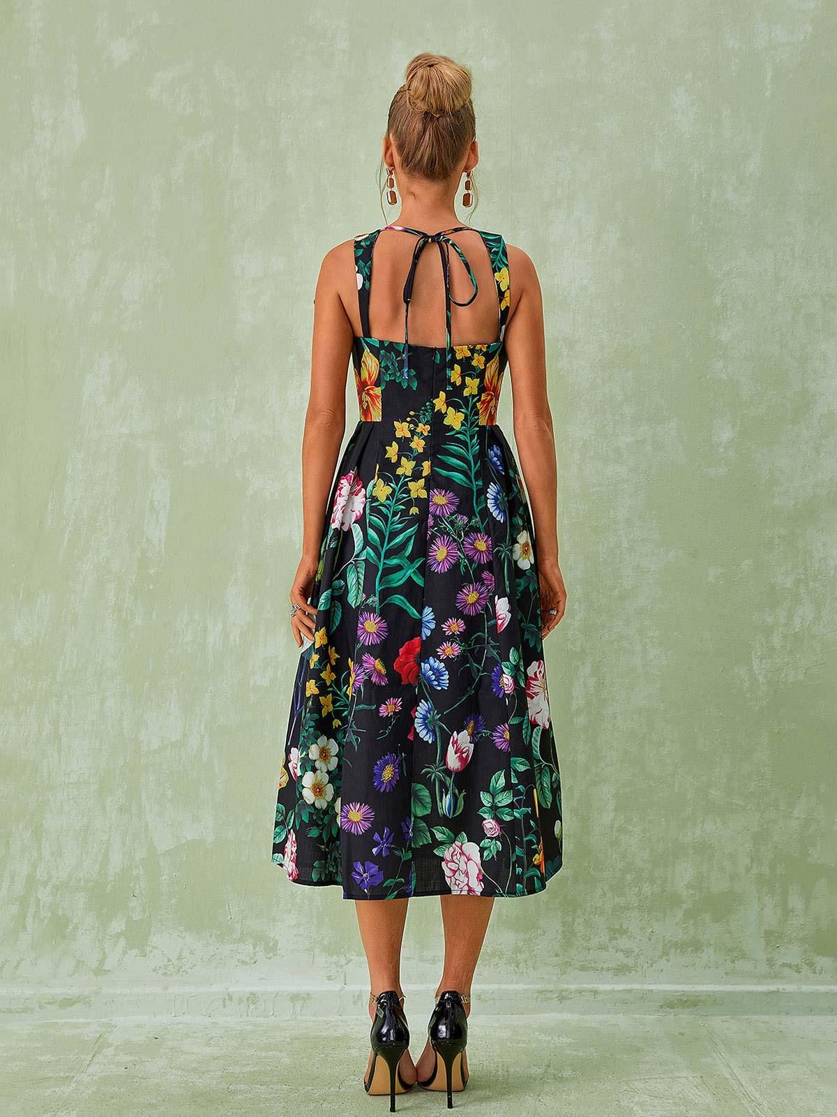 Capucine Floral Printed Midi Dress sold by Mew Mews product image thumbnail 6