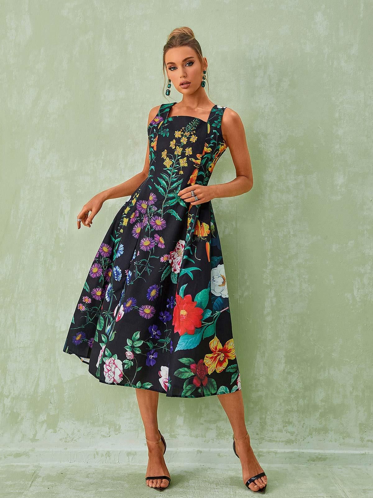 Capucine Floral Printed Midi Dress sold by Mew Mews