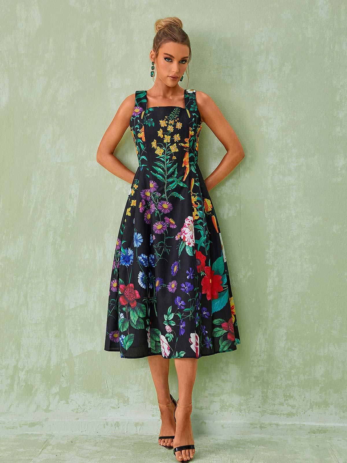 Capucine Floral Printed Midi Dress sold by Mew Mews product image thumbnail 4