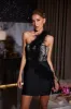 Hayes One Shoulder Feather Bandage Dress sold by Mew Mews