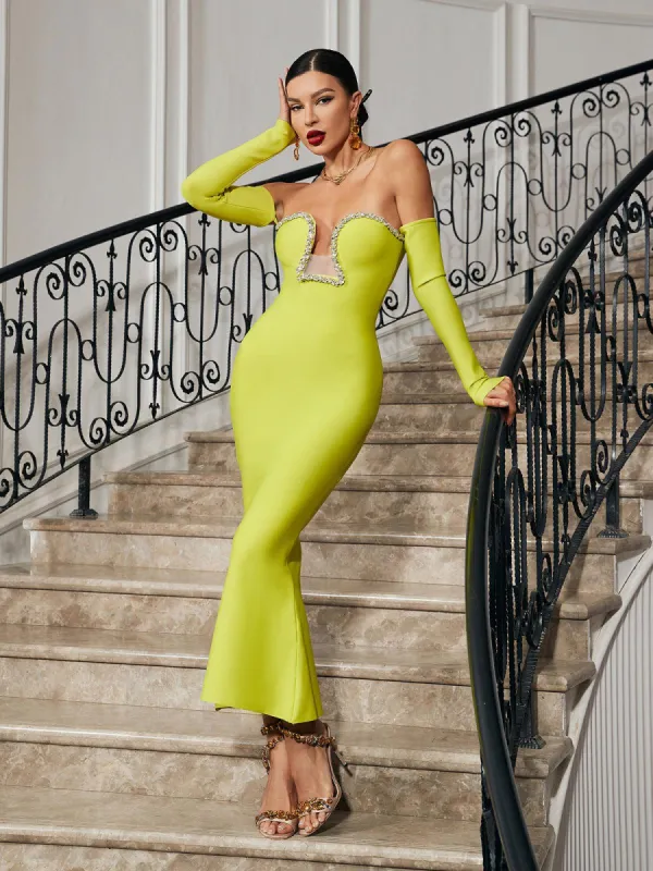 Alejandra Crystal Off Shoulder Maxi Dress sold by Mew Mews