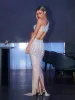 Gage One Shoulder Cutout Embellished Maxi Dress sold by Mew Mews