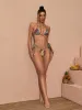 Goldie Cross Straps Printed Bikini Two Piece Set sold by Mew Mews