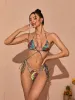 Goldie Cross Straps Printed Bikini Two Piece Set sold by Mew Mews
