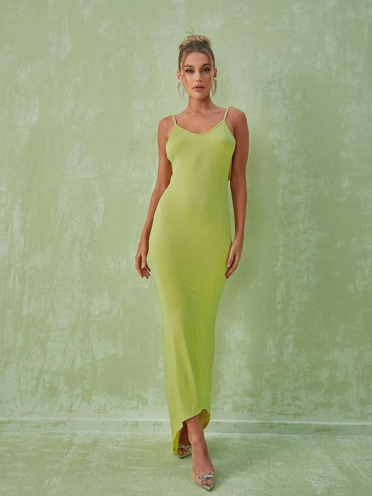Marzia Backless Maxi Dress In Green sold by Mew Mews product image thumbnail 2