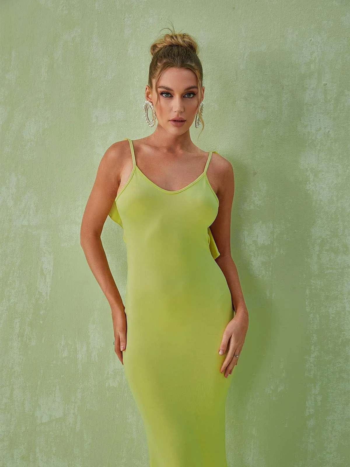 Marzia Backless Maxi Dress In Green sold by Mew Mews product image thumbnail 5