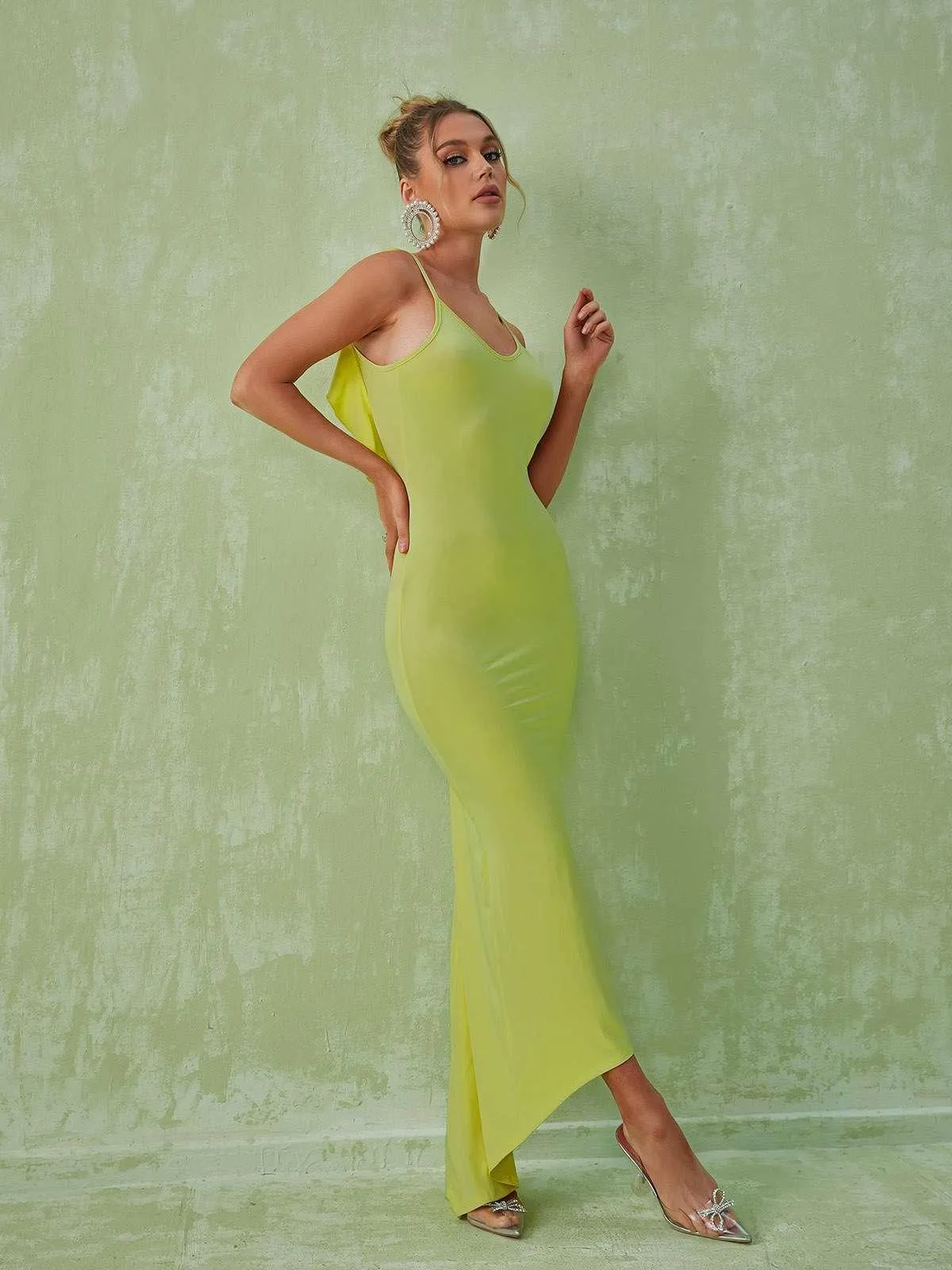 Marzia Backless Maxi Dress In Green sold by Mew Mews product image thumbnail 4