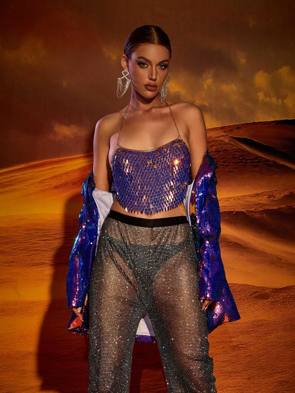 Chloe Sequin Top In Purple sold by Mew Mews product image thumbnail 4