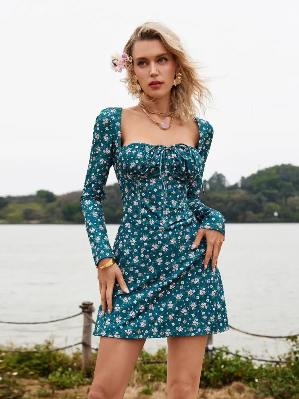 Uhtred Floral Lacing Mini Dress sold by Mew Mews