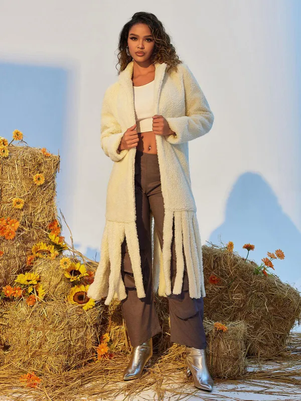 Lunet Faux Fur Fringe Lapel Coat sold by Mew Mews