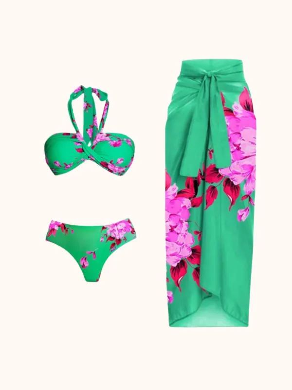 Aunika Halterneck Bikini Three Piece Set sold by Mew Mews