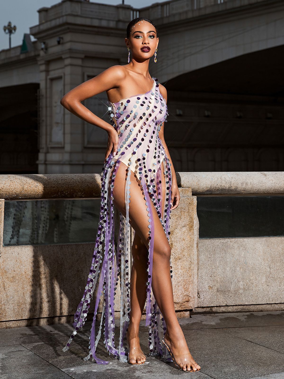 Roza Embellished Fringe Mesh Dress sold by Mew Mews product image thumbnail 2