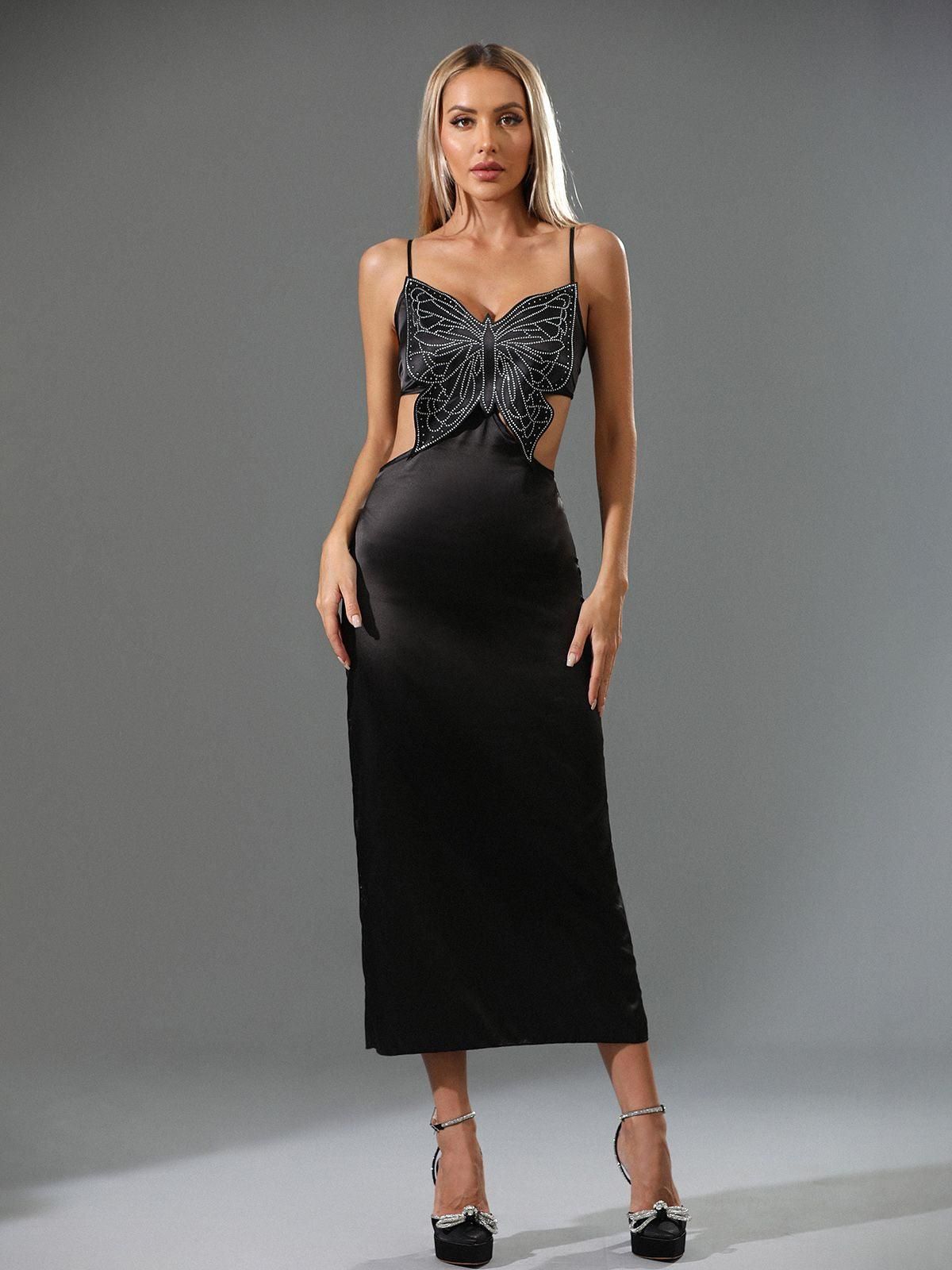 Rosetta Rhinestone Butterfly Midi Dress sold by Mew Mews